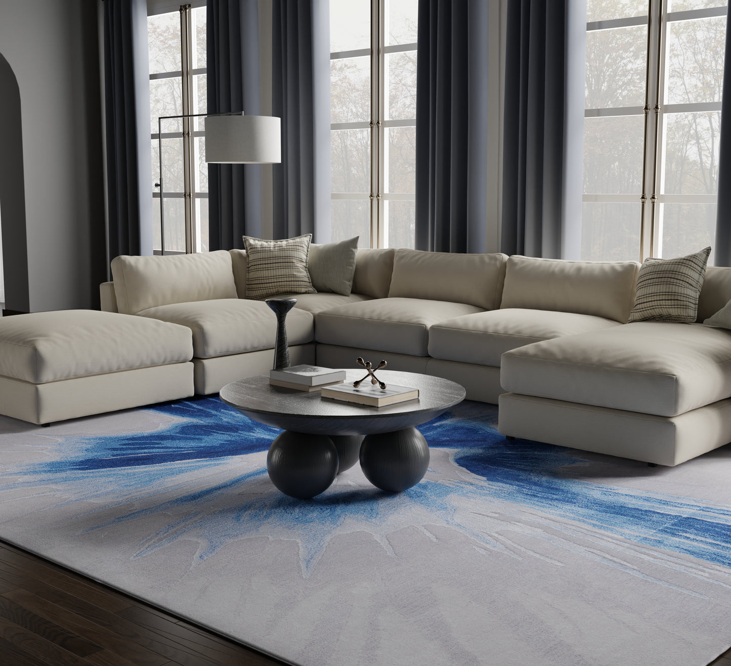 Kawai Modern Abstract, Blue/Gray