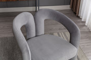 Contemporary Designed Velvet Fabric Upholstered Accent/Dining Chair /Barrel Side Chairs Kitchen Armchair for Living Room set of 2 (Gray Velvet)