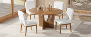 TOPMAX Modern 5-Piece Extendable Round Dining Table Set with 16.2inch Removable Leaf for Small Places, Walnut(old sku:SP000062)