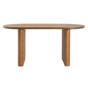 5-Piece Indoor Dining Set with Oval MDF Table and Beige PU Arm Chairs in Walnut Brown Finish