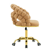 Velvet Bubble Back Swivel Office Chair, Adjustable Height Cute Vanity Chair with Gold Base & Wheels for Bedroom, Makeup Room.