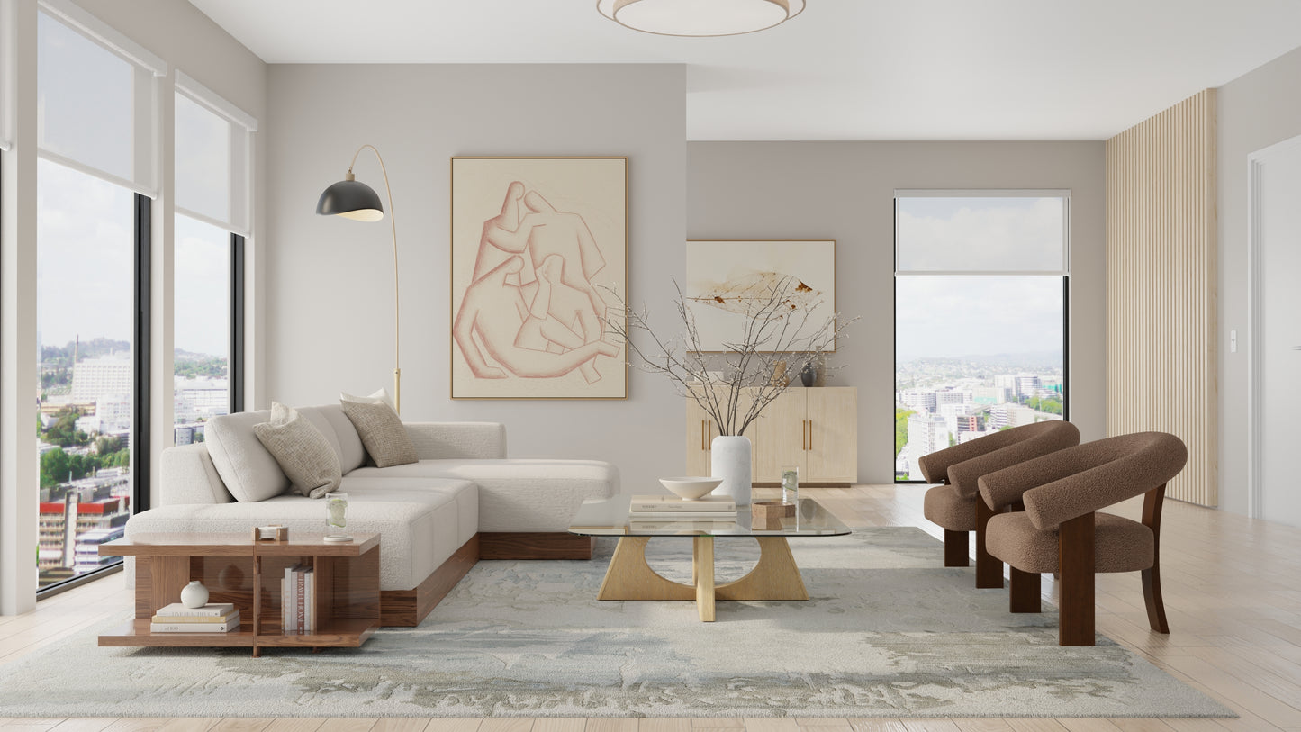 Kendall Modern Abstract, Ivory/Blue/Gray