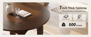 51.2' Solid Wood Extendable Dining Table Set with 6 Upholstered Chairs, 7 Piece Farmhouse Dinner Set with Walnut Finish & Arch Legs, Drop Leaf Converts Oval to Round for Small Spaces, Easy Assembly