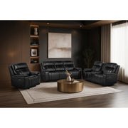 GARY BLACK LEATHER 3 PIECE POWER CONSOLE RECLINING LOVESEAT,SOFA AND RECLINER