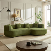 110.63 inch Curved Sofa,4-Seat Modular Curved Green Sofa with 4 Free Pillows, Modern Sectional Sofa,Upholstered Comfy Couch for Living Room,Office