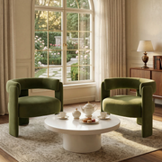 Accent Chair for Living Room, Velvet Comfy Single Sofa Chair Mid-Century Modern Armchair Wooden Legs for Bedroom Office Reading