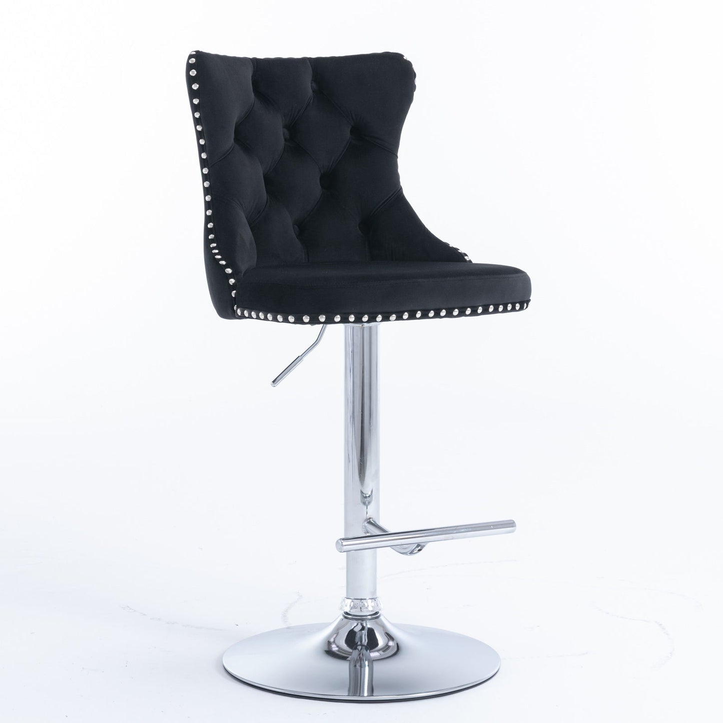 Swivel Barstools Adjusatble Seat Height From 25-33", Modern Upholstered Base Bar Stools With Backs Comfortable Tufted For Home Pub And Kitchen Island (Set of 2)