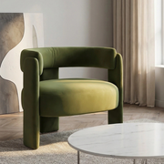 Accent Chair for Living Room, Velvet Comfy Single Sofa Chair Mid-Century Modern Armchair Wooden Legs for Bedroom Office Reading