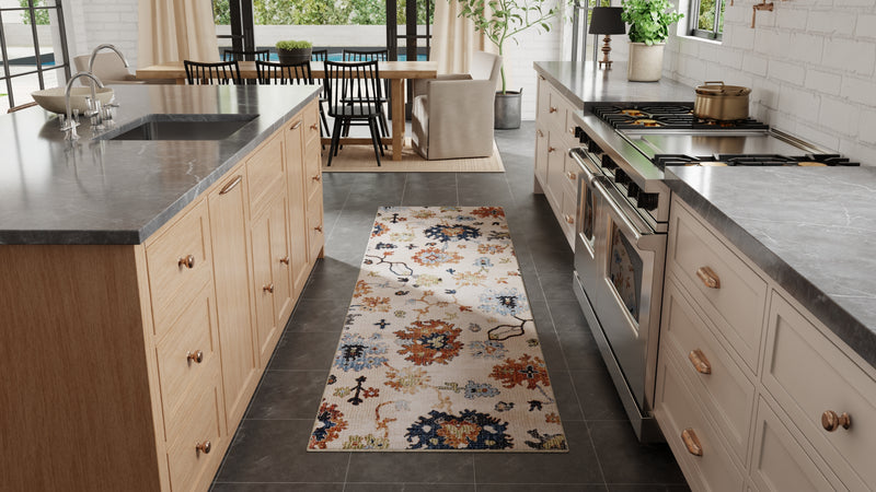 Melrose Transitional Floral & Botanical, Ivory/Red/Blue