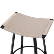 Counter Height Bar Stools Backless Handwoven Kitchen Dining Chairs With Round Footrest (Set of 2) Weaving Pub Stoo - Creamy White