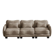 Chenille Supportive Three-Seater Sofa with Exquisite Waist Pillow,Ergonomic Curve Design, Easy to Assemble Modular Couch for Living Room Office, Coffee
