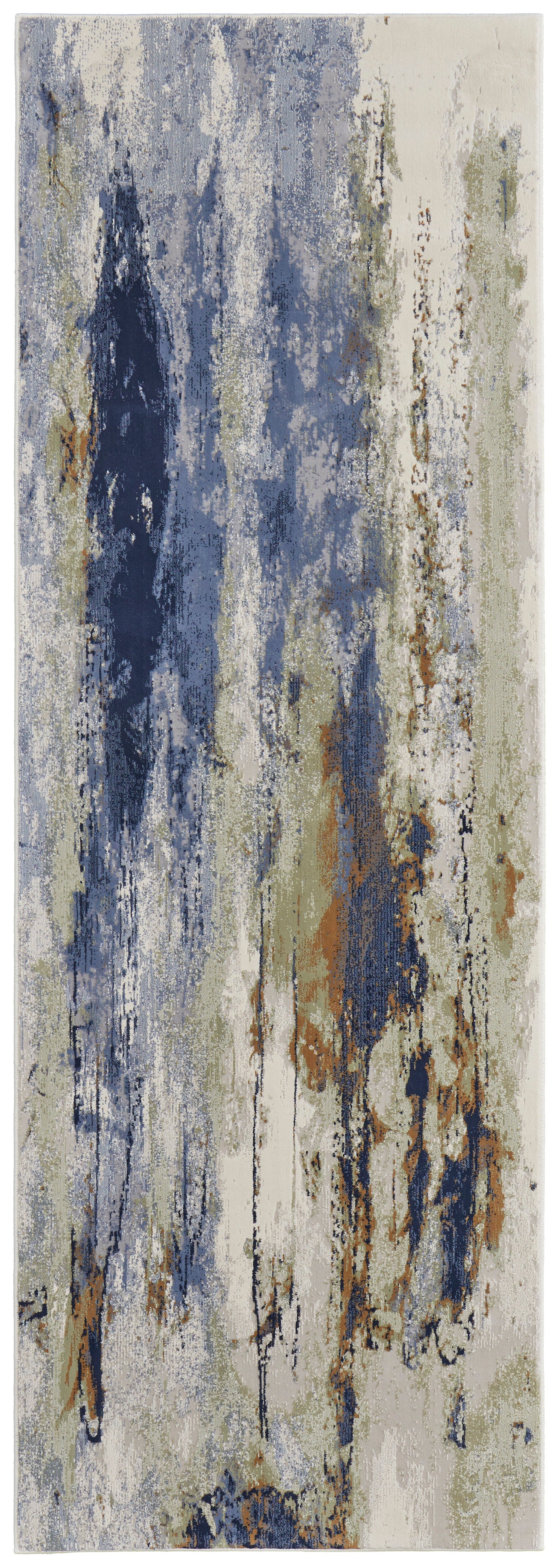 Clio Modern Abstract, Blue/Orange/Ivory