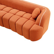 98.4' Modern Compressed Sofa, Cloud Couch 3-Seater Corduroy Sofa, No Assembly Required, Bubble Channel Tufted Couch with 2 Pillows, Comfy Deep Seat for Living Room, Apartment, Office