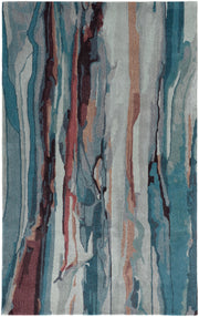 Amira Transitional Abstract, Blue/Red/Ivory