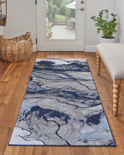 Gaspar Modern Abstract, Blue/Gray/Ivory