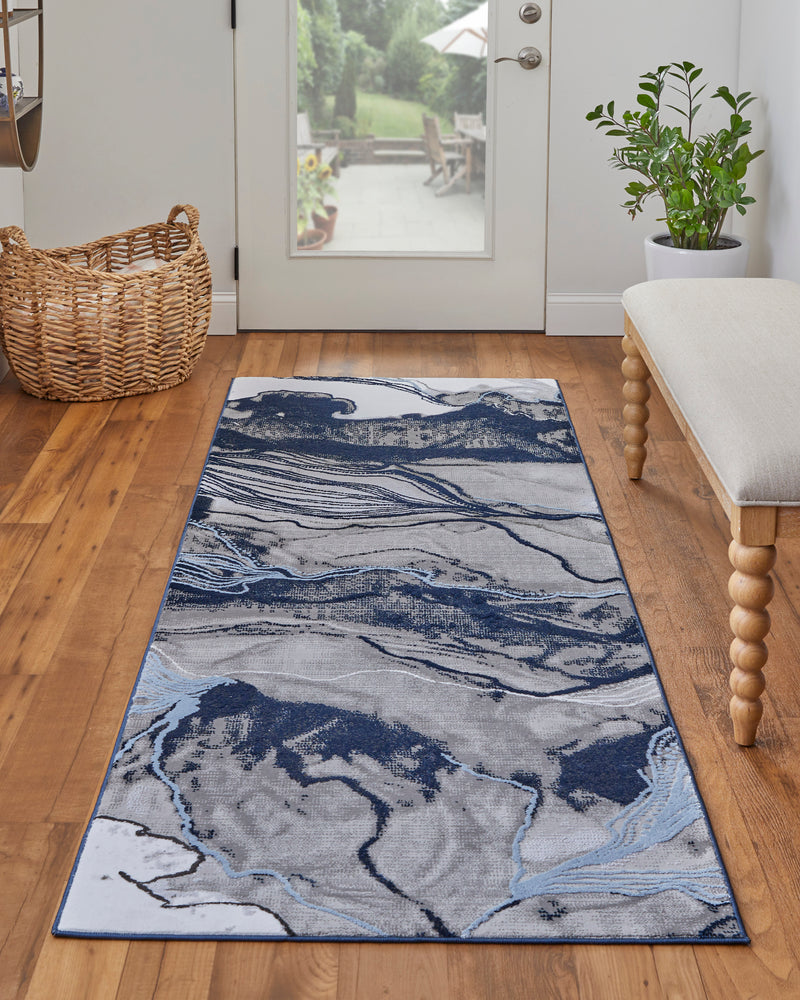 Gaspar Modern Abstract, Blue/Gray/Ivory