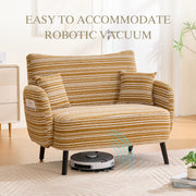 Modern style two-seater sofa with ultra-comfortable armrests, armrest pillows, and storage pockets, deep-seated two-seater sofa, comfortable modern sofa for bedroom, small spaces, apartments, and offi