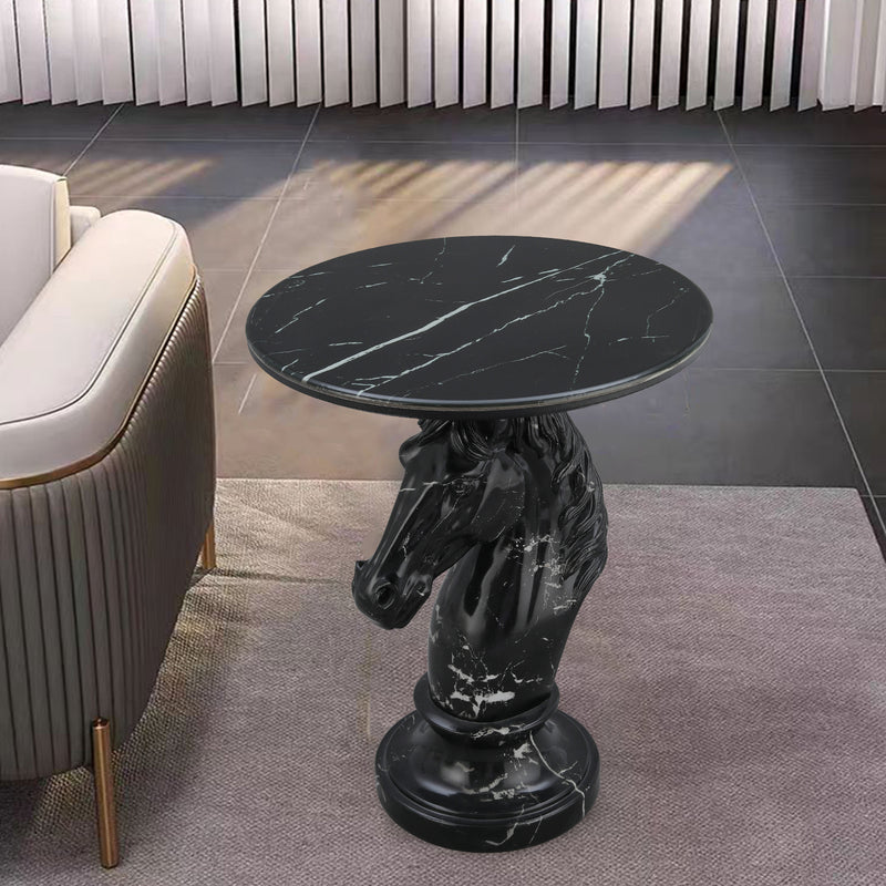 Horse Head Accent Table Animal Statue End Tables Livingroom, Black