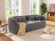 [NEW]86' Chenille Boneless Couch, Upholstered Sofa with Pillows, No Assembly Curved Cloud Couch with High-Density Foam, 3-Seater Luxury Modern Compressed Sofa for Living Room&Apartment