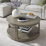 40inch Large Curved 2 Tier Traditional Round Circle Wooden Center Coffee Table,Rounded Table with Wheels,Mid Century Rustic Style Table for living Room,Office,Apartment,Light Brown