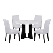 5 Piece Round Dining Table Set, Modern Dining Table And 4 Upholstered Chairs For Dining Room