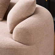 Old Sku: W2231P292607 Compression Loveseat Sofa, Curved Modern Styles Sofa for Small Spaces & Apartments, 30D Chenille No-Assembly,3 Throw Pillows.  Warm Beige.