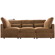 Modern Modular U-Shaped Sofa Bed With Movable Ottoman, USB Ports, Phone Holder