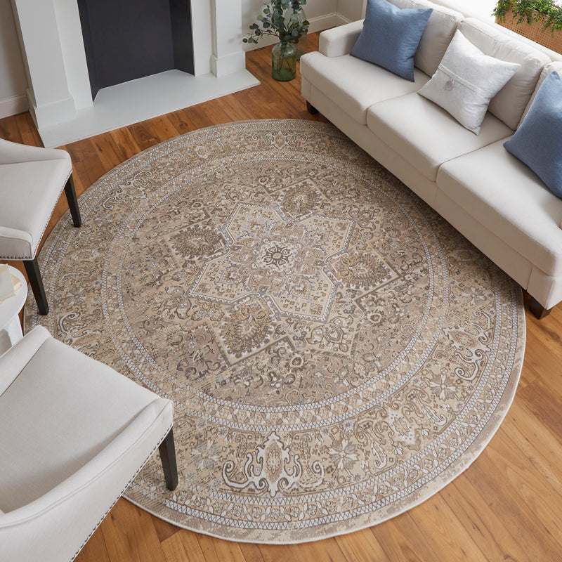 Celene Traditional Medallion, Brown/Ivory/Tan