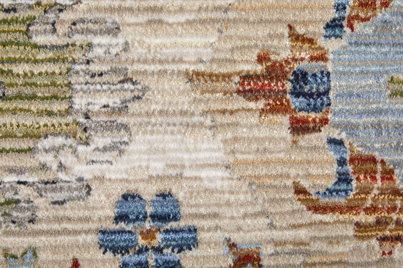 Melrose Traditional Floral & Botanical, Tan/Blue/Red