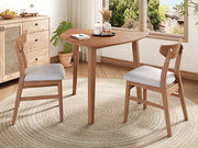 3-Piece Modern Table Set - Triangular Side Table & 2 Curved Wood Chairs, Minimalist Space-saving Light Brown Finishes for Living Room, Kitchen, Small Space, Easy to Assemble