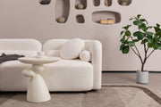 Modern Japandi White Boucle Sofa Set, 5-Piece Upholstered Cloud Couch Bundle, 3-Seater Sofa + 4 Pack 360° Swivel Barrel Accent Chairs for Living Room, Apartment, Home Office