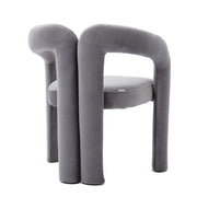 Contemporary Designed Velvet Fabric Upholstered Accent/Dining Chair /Barrel Side Chairs Kitchen Armchair for Living Room set of 2 (Gray Velvet)