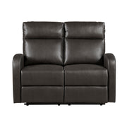 Reclining Sofa Set 3pcs Espresso Faux Leather Sofa Loveseat Chair Side Pockets Plush Foam Comfort Modern Wall-Hugger Design Living Room Furniture