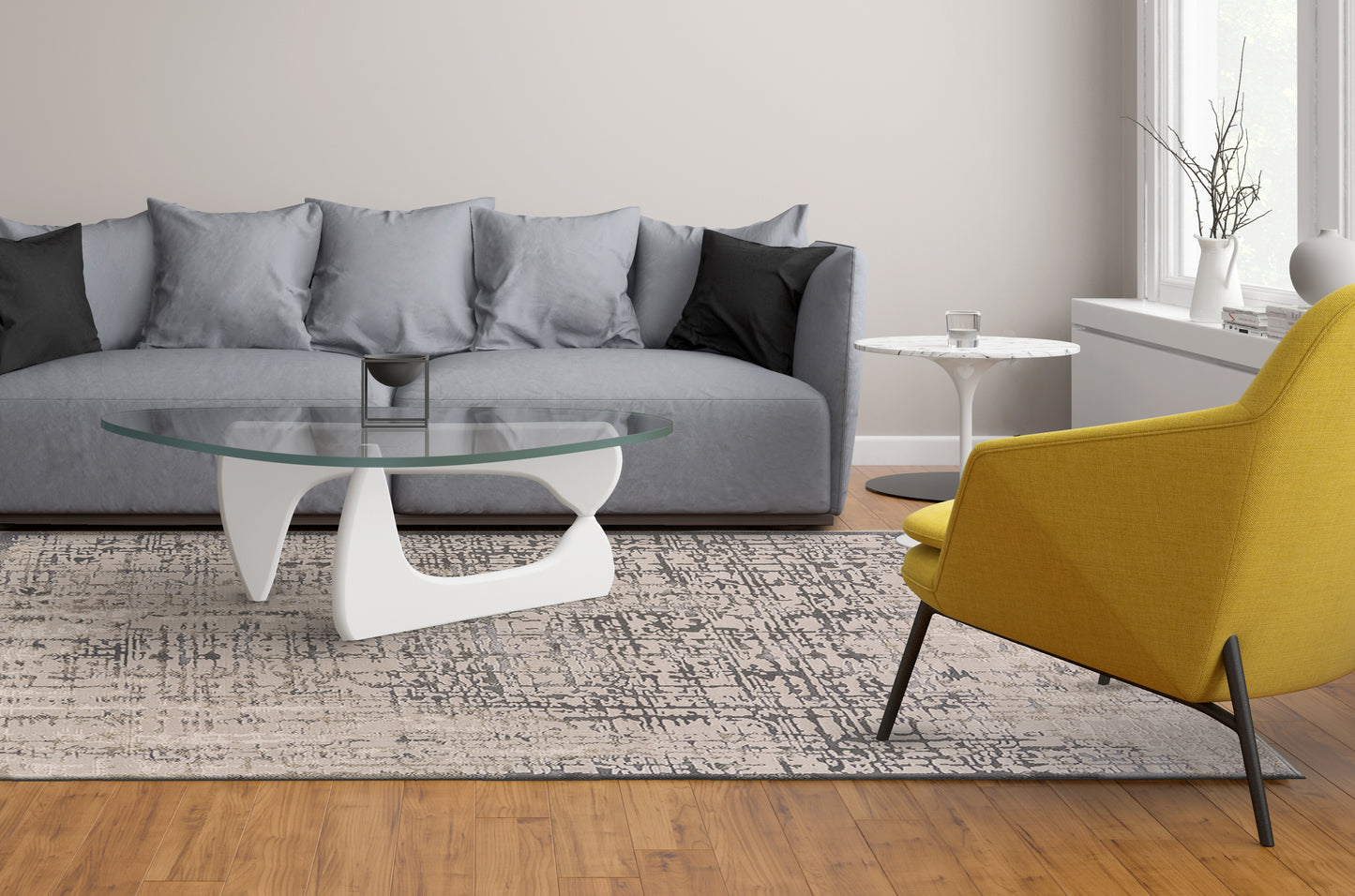 Prasad Modern Abstract, Gray/Ivory