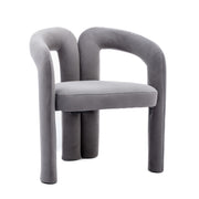 Contemporary Designed Velvet Fabric Upholstered Accent/Dining Chair /Barrel Side Chairs Kitchen Armchair for Living Room set of 2 (Gray Velvet)