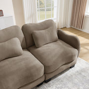 Chenille Supportive Three-Seater Sofa with Exquisite Waist Pillow,Ergonomic Curve Design, Easy to Assemble Modular Couch for Living Room Office, Coffee