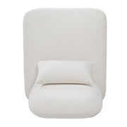 Modern Armless Accent Chair with Curved Wood Base, Linen Upholstered Slipper Chair with Lumbar Pillow, High-Back Lounge Chair for Living Room, Bedroom & Reading Nook, Cream White