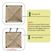 Bar Stools Paper Rope Weave Dining Chairs With Back Hand Weave Stools For Kichen Island, Bar & Counter (Set of 2)