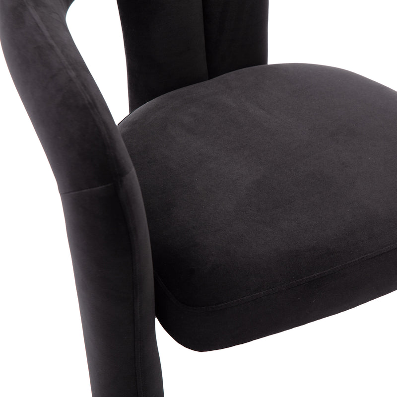 Contemporary Designed Velvet Fabric Upholstered Accent/Dining Chair /Barrel Side Chairs Kitchen Armchair for Living Room set of 2 (Black Velvet)