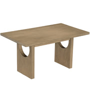 TREXM 7-Piece Retro Dining Table Set for 6, 60' Wood Dining Table Set for 6 with Upholstered Chairs and Designed Trestle Base for kitchen & Dining Room (Natural Wood Wash)