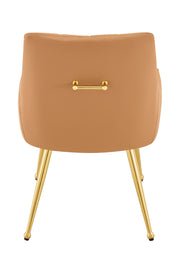Leather Upholstered Modern Dining Chair with Diamond Tufted Button Back - Dining Room Negotiation Room Cafe Office Accent Chair (Light Brown, Set of 2)