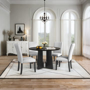 5-Piece Round Dining Table set, 43-Inch Modern Dining Table and 4 Upholstered Chairs for Dining Room, Kitchen Room, Living Room, Easy Assembly