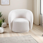 Swivel Accent Chair, Boucle Fabric Upholstered Barrel Chair, Single Sofa Single Armchair for Living Room