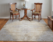 Celene Traditional Medallion, Silver/Tan/Gray