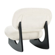 Modern Curved Hollow Base Rocking Accent Chair, Soft Textured Chenille Upholstered Armless Rocker Lounge Chair, Unique Sculptural Rocking Chair for Living Room Bedroom Nursery