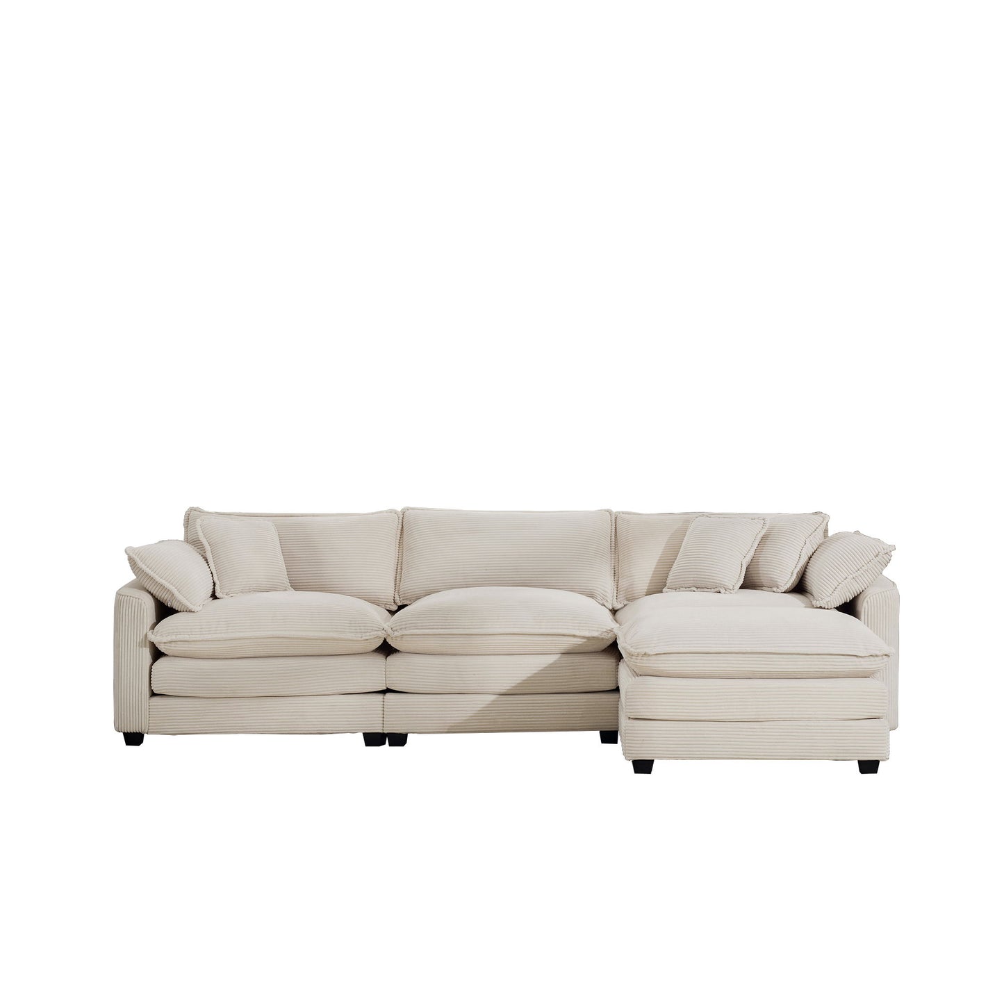 Modern Oversized Modular Cushion Sofa With Ottoman, Low Back, Deep Seating Sofa Set