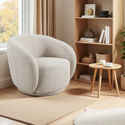 Swivel Accent Chair, Boucle Fabric Upholstered Barrel Chair, Single Sofa Single Armchair for Living Room