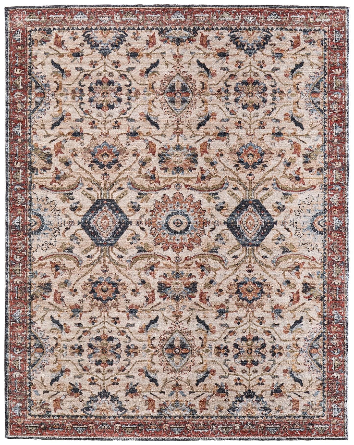 Pearson Traditional Medallion, Ivory/Red/Blue
