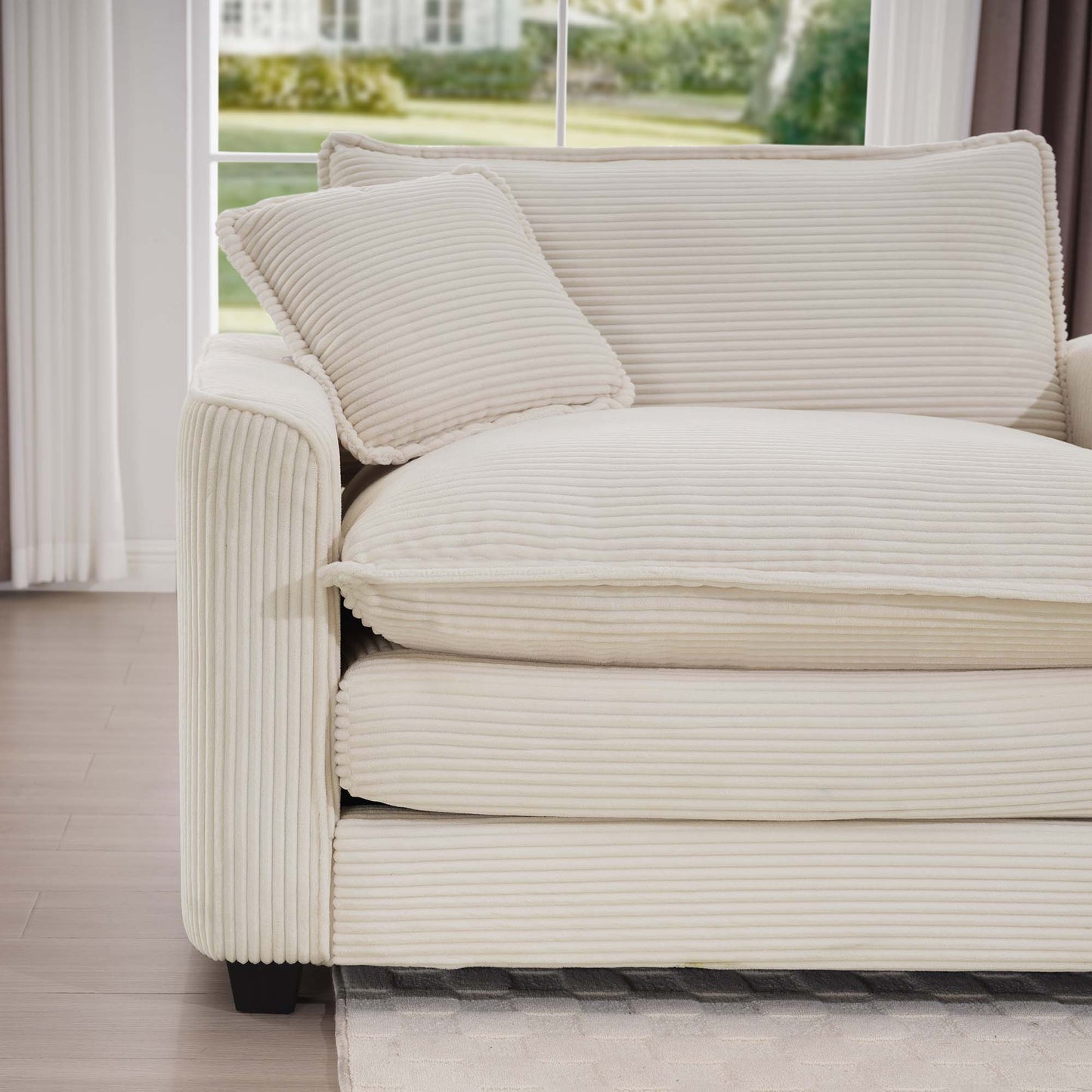 Modern Oversized Modular Cushion Sofa With Ottoman, Low Back, Deep Seating Sofa Set