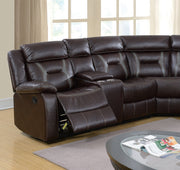 3pc Sectional Sofa Set Power Motion Reclining Gel Leatherette Dark Brown Color Living Room Couch